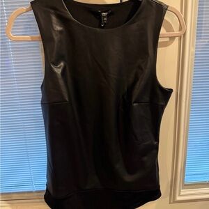 Express Black Faux-Leather Sleeveless Bodysuit